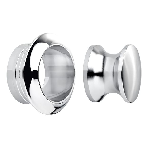 SOTECH Push Lock Druckknopf Ø23 mm Chrom Poliert inkl. Rosette für 16 mm Türstärke Passend für Drehstangen Schloss Aufbauschloss
