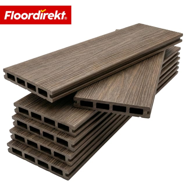 Floordirekt WPC Terrassendielen Crown 220 cm Beidseitig Nutzbar Komplettset 2 m² Braun