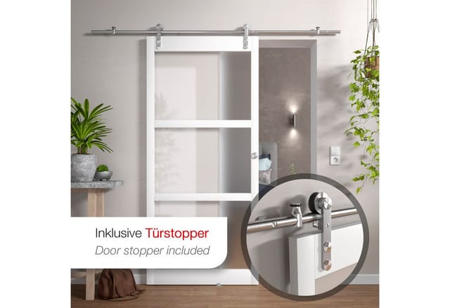 SOTECH Edelstahl Schiebetüren Set MANSION Seitlich Anschraubbar Bis 80 kg Türgewicht für Max 1000 mm Türbreite und 30 Bis 40 mm Türstärke