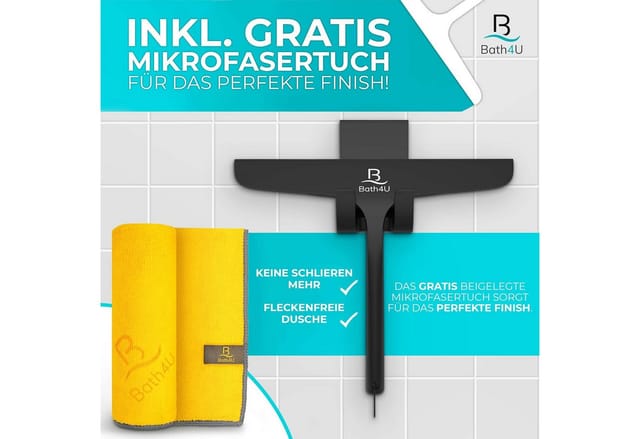Bath4U Profi Duschabzieher 27 5cm Silikon & Edelstahl für Dusche & Fenster