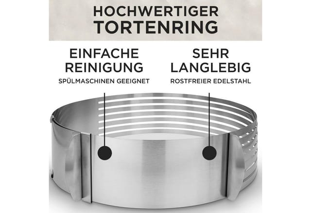 Lavur Tortenring Set 3-teilig 23-30 cm Verstellbar inkl. Retter & Messer