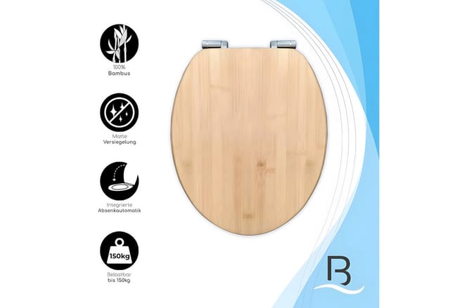 Bath4U WC Sitz aus Bambus 37 5x43 5cm Soft-Close Absenkautomatik bis 150kg