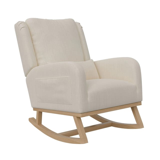 PXloue Schaukelstuhl Polsterstuhl 93x68x96cm mit Kissen Relaxsessel Beige