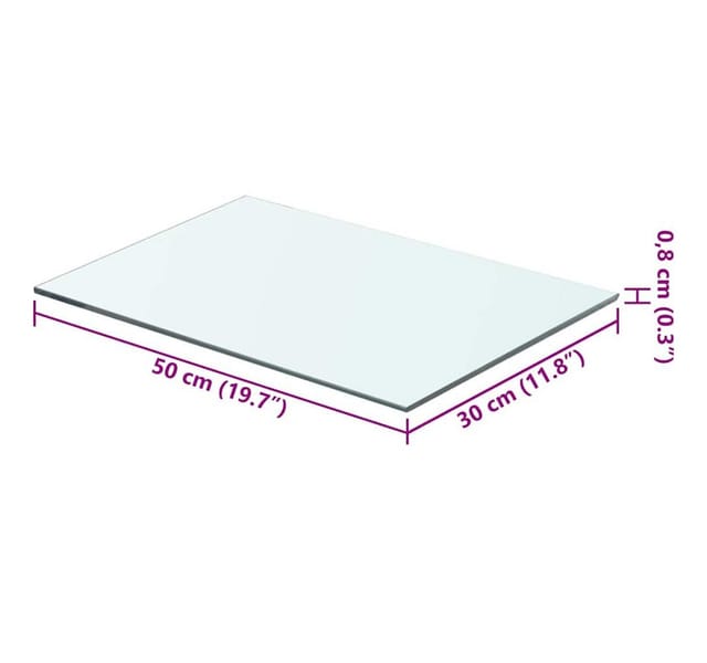 vidaXL Regalboden Glas Transparent 50 cm x 30 cm 243821