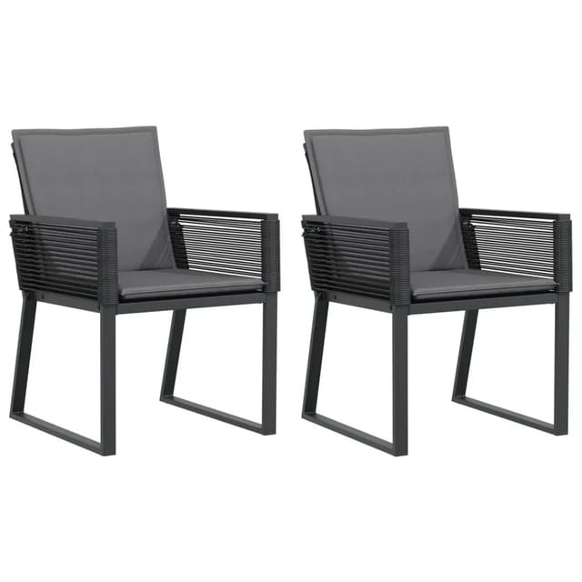 vidaXL Gartenstühle mit Kissen 2 Stk Schwarz Poly Rattan 4008115