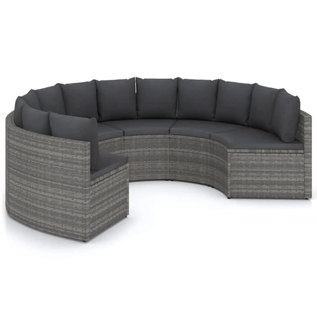 vidaXL 6 Tlg Garten-Sofagarnitur mit Auflagen Poly Rattan Grau 3064895