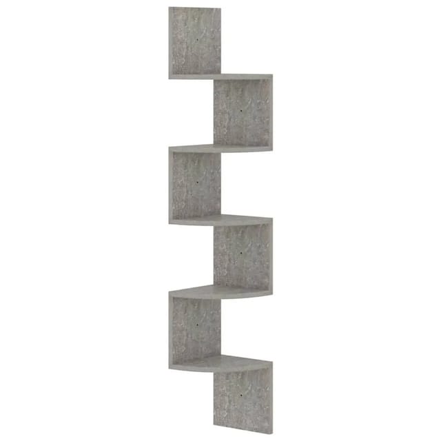 vidaXL Wand-Eckregal Betongrau 19x19x123 cm Holzwerkstoff 326835
