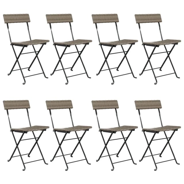vidaXL Bistrostühle 8 Stk Klappbar Grau Poly Rattan und Stahl 3152120