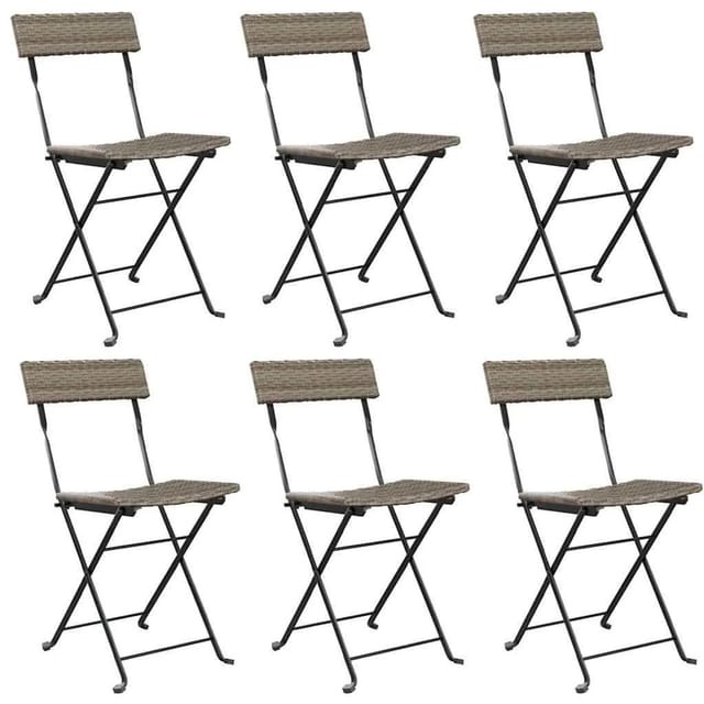 vidaXL Bistrostühle 6 Stk Klappbar Grau Poly Rattan und Stahl 3152119