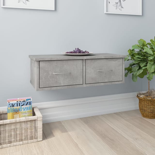 vidaXL Wand-Schubladenregal Betongrau 60x26x18,5 cm Holzwerkstoff 800589