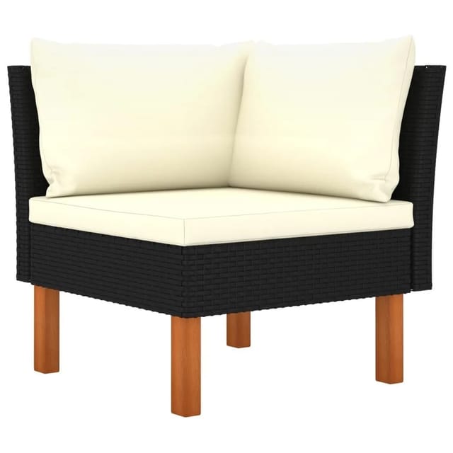 vidaXL Ecksofa Poly Rattan und Eukalyptus Massivholz 315763
