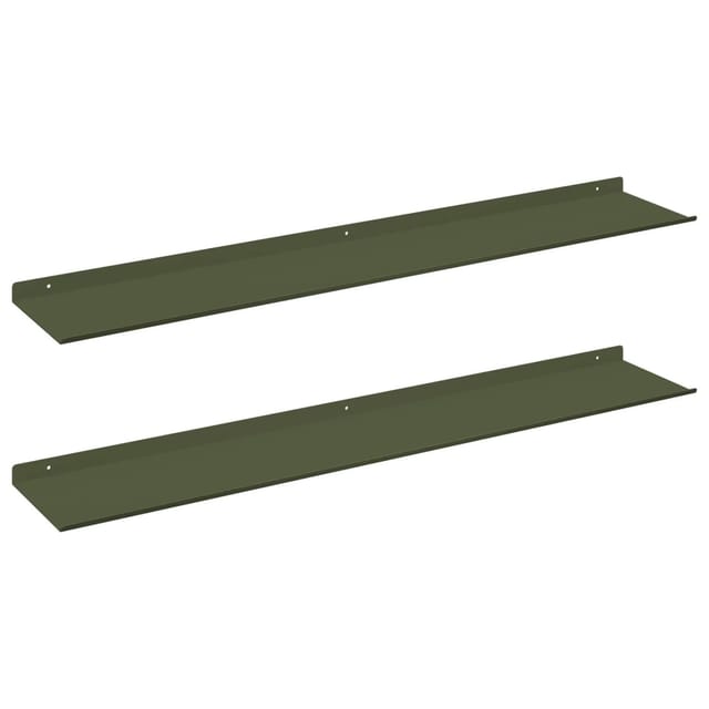 vidaXL Schwebendes Regal 2 Stk Olive Grün 100 x 18 x 2,5 cm Stahl 8004052