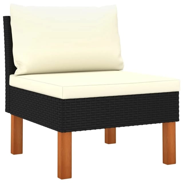 vidaXL Mittelsofa Poly Rattan und Eukalyptus Massivholz 315762