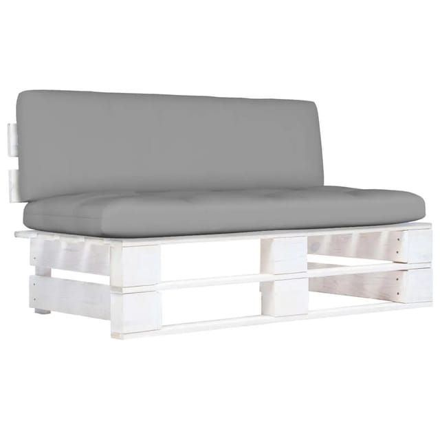 vidaXL Outdoor-Mittelsofa Paletten Kiefernholz Imprägniert Weiß 3066495