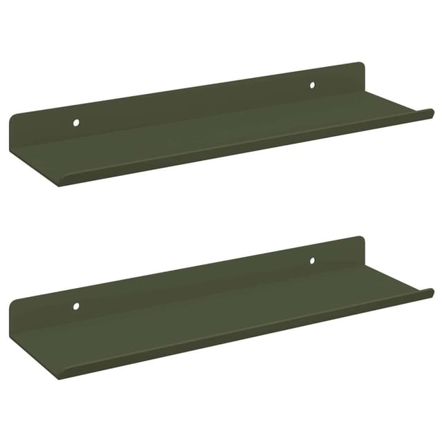 vidaXL Schwebendes Regal 2 Stk Olive Grün 30 x 9 x 2,5 cm Stahl 8003944