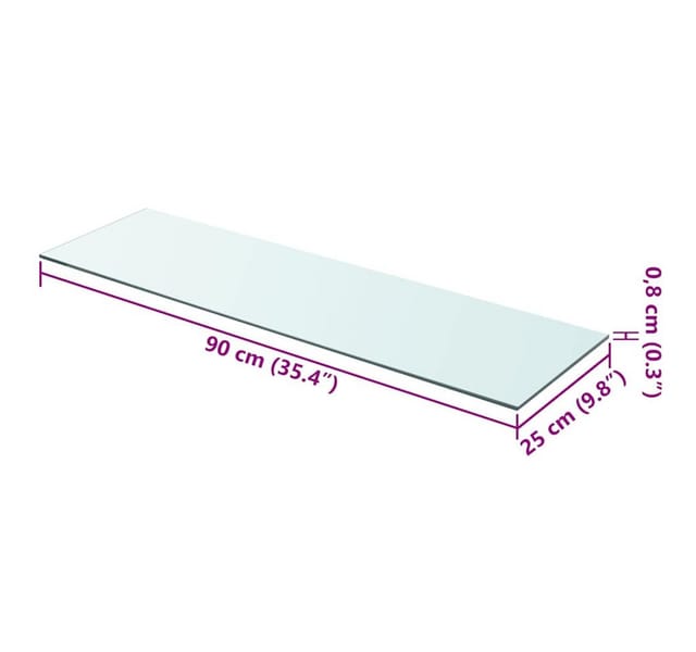 vidaXL Regalboden Glas Transparent 90x25 cm 243840