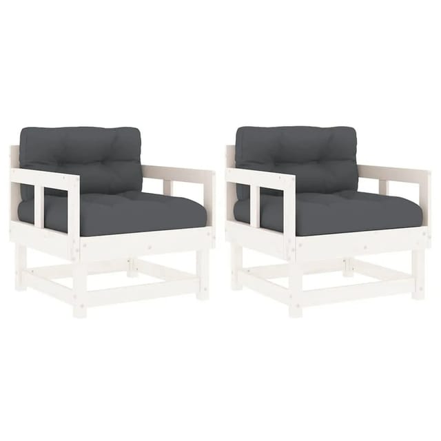 vidaXL Gartenstühle mit Kissen 2 Stk Weiß Massivholz Kiefer 825444