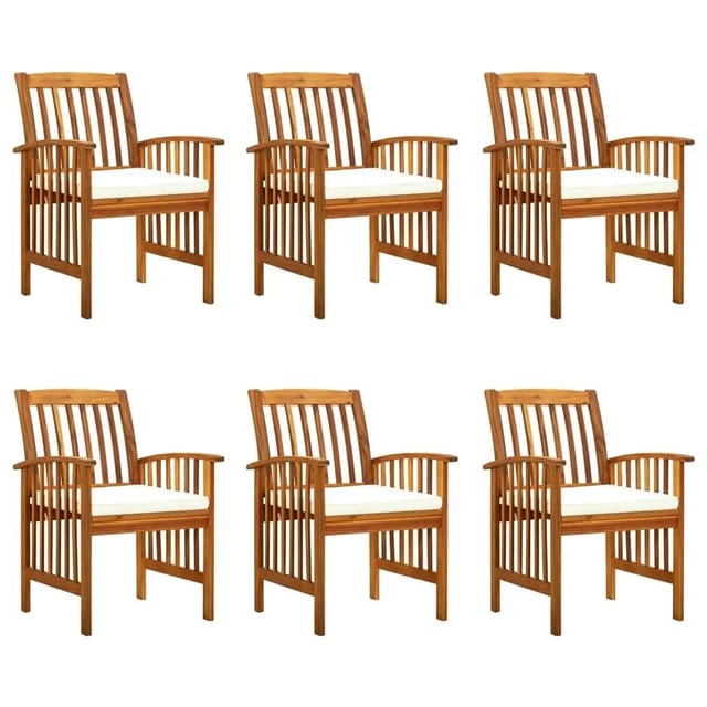 vidaXL Garten-Esszimmerstühle 6 Stück mit Kissen Massivholz Akazie 3120445