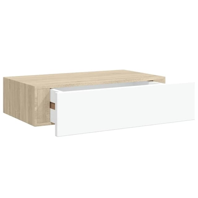 vidaXL Wandmontiertes Schubladenregal Eiche und Weiß 40 x 23,5 x 10 cm MDF 330249