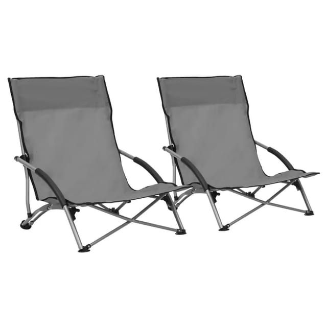 vidaXL Klappbare Strandstühle 2 Stk Grau Stoff 312491