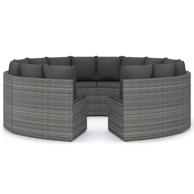 vidaXL 8 Tlg Garten-Sofagarnitur mit Auflagen Poly Rattan Grau 3064903