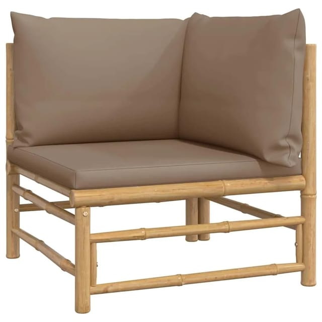 vidaXL Garten-Ecksofa mit Taupe Kissen Bambus 362286