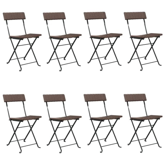 vidaXL Bistrostühle 8 Stk Klappbar Braun Poly Rattan und Stahl 3152117