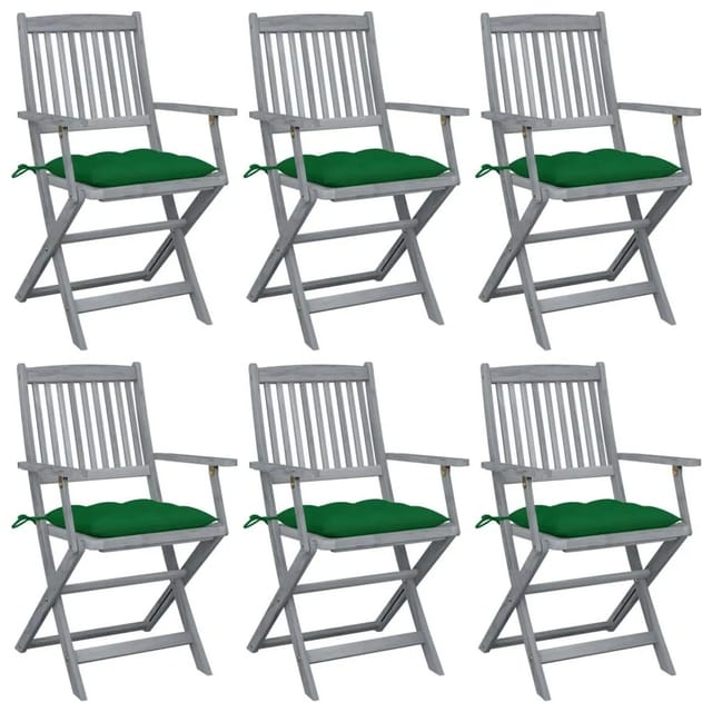 vidaXL Klappbare Gartenstühle 6 Stk mit Kissen Massivholz Akazie 3065427