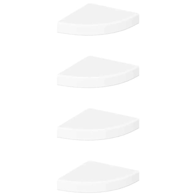 vidaXL Schwebende Eckregale 4 Stk Hochglanz-Weiß 25x25x3,8 cm MDF 323888