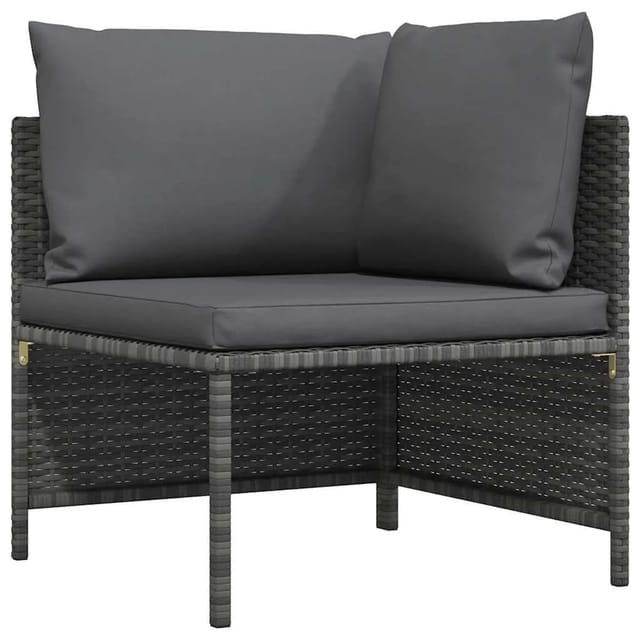 vidaXL Modulares Ecksofa mit Kissen Grau Poly Rattan 313493