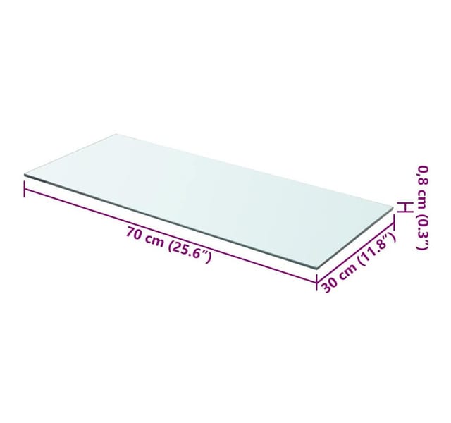 vidaXL Regalboden Glas Transparent 70x30 cm 243831