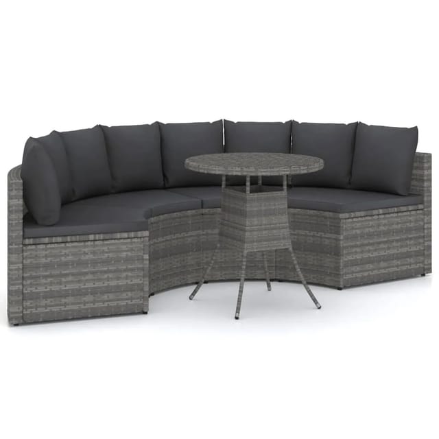 vidaXL 5 Tlg Garten-Sofagarnitur mit Auflagen Poly Rattan Grau 3064907
