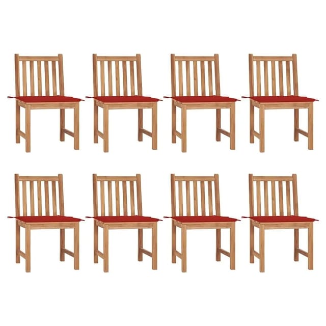 vidaXL Gartenstühle 8 Stk mit Kissen Massivholz Teak 3073148