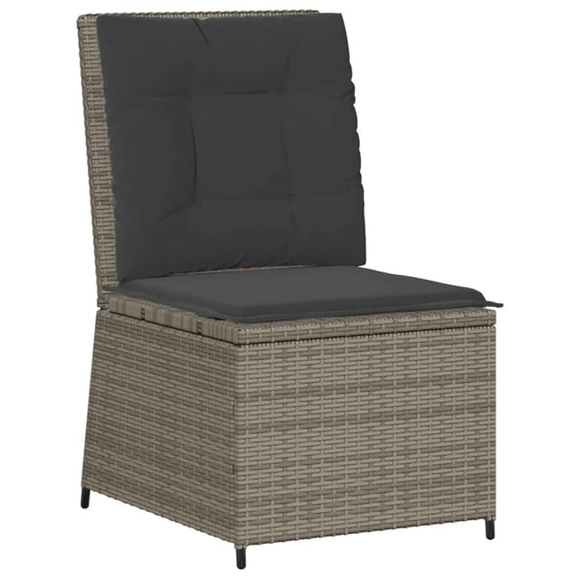 vidaXL Garten-Sofa mit Kissen Grau Poly-Rattan 3394478