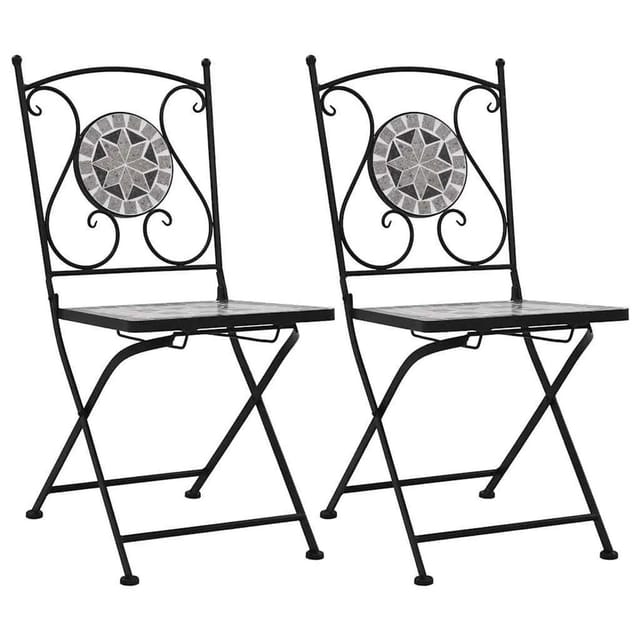 vidaXL Mosaik-Bistrostühle 2 Stk Grau 46716