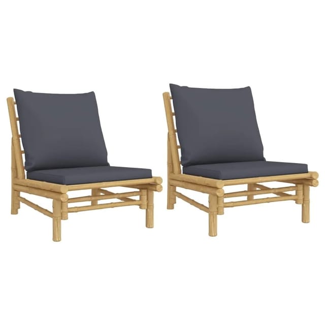 vidaXL Gartenstühle 2 Stk mit Dunkelgrauen Kissen Bambus 363459