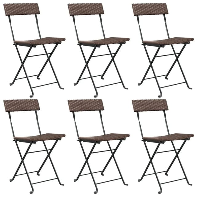 vidaXL Bistrostühle 6 Stk Klappbar Braun Poly Rattan und Stahl 3152116