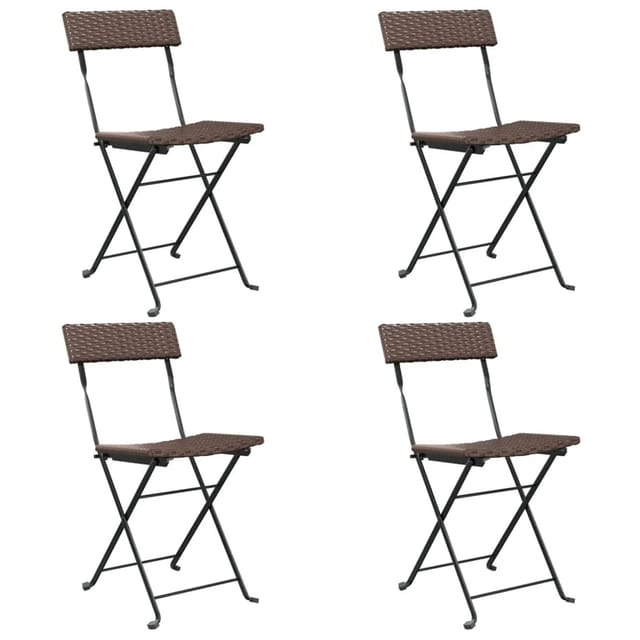 vidaXL Bistrostühle 4 Stk Klappbar Braun Poly Rattan und Stahl 3152115