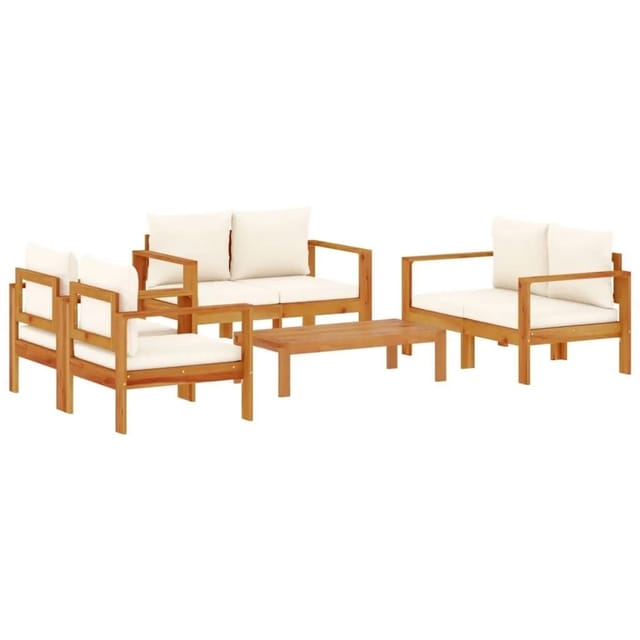 vidaXL 5 Tlg Garten-Sofagarnitur mit Kissen Massivholz Akazie 3214840