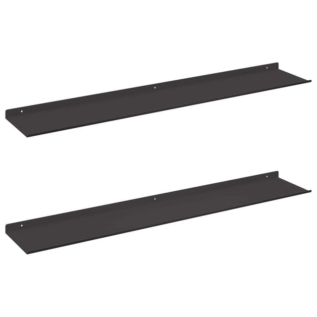 vidaXL Schwebendes Regal 2 Stk Schwarz 100 x 18 x 2,5 cm Stahl 8004044