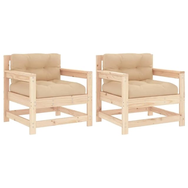 vidaXL Gartenstühle mit Kissen 2 Stk Massivholz Kiefer 825562