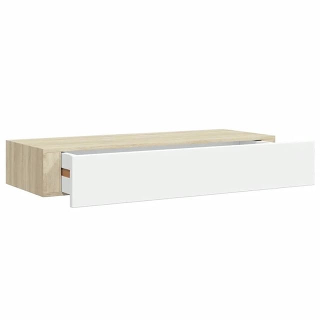 vidaXL Wandmontiertes Schubladenregal Eiche und Weiß 60 x 23,5 x 10 cm MDF 330263