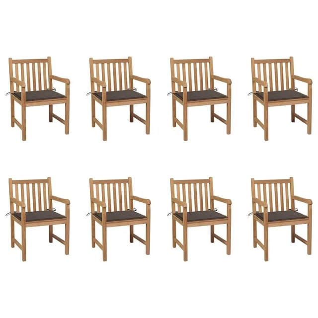 vidaXL Gartenstühle 8 Stk mit Taupe Kissen Massivholz Teak 3073066