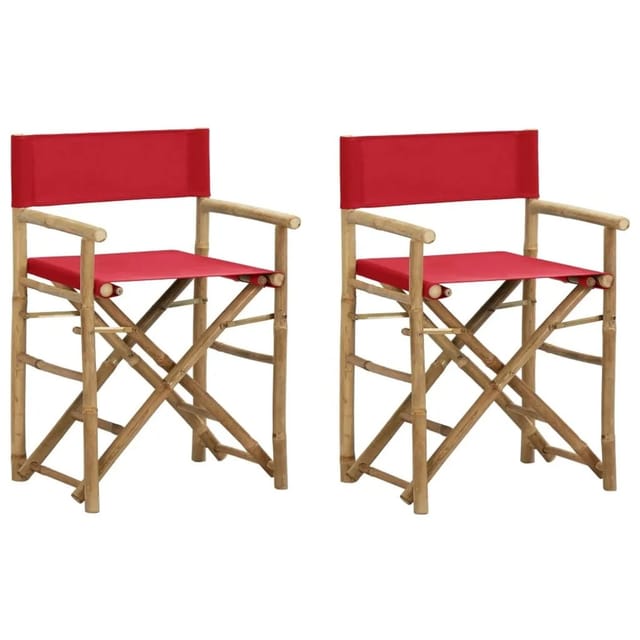 vidaXL Klappbare Regiestühle 2 Stk Rot Bambus und Stoff 313031