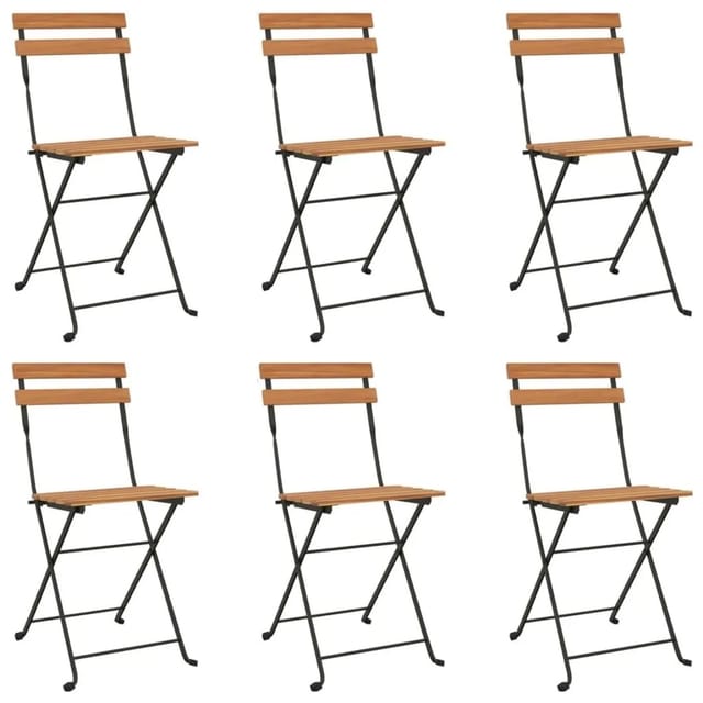 vidaXL Bistrostühle 6 Stk Klappbar Massivholz Teak und Stahl 3152110