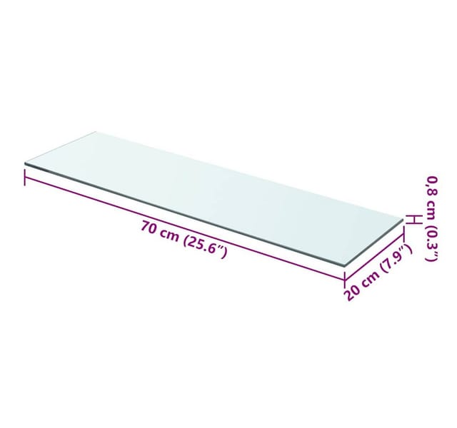 vidaXL Regalboden Glas Transparent 70 cm x 20 cm 243829