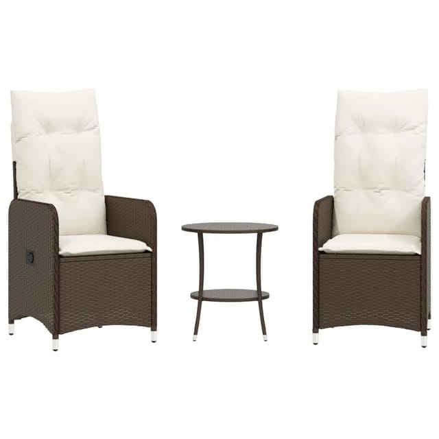 vidaXL Outdoor-Lehnstühle 2 Stk mit Tisch Braun Poly Rattan 365691