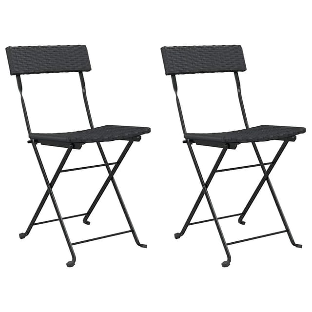 vidaXL Bistrostühle 2 Stk Klappbar Schwarz Poly Rattan und Stahl 319986