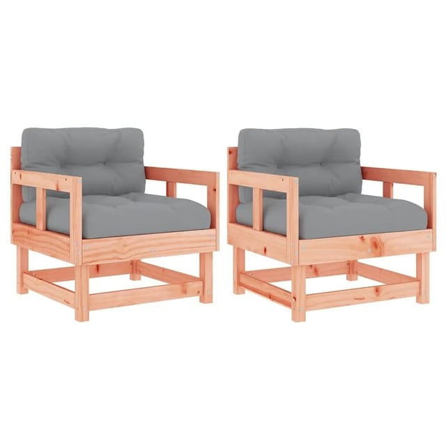 vidaXL Gartenstühle mit Kissen 2 Stk Massivholz Douglasie 825448