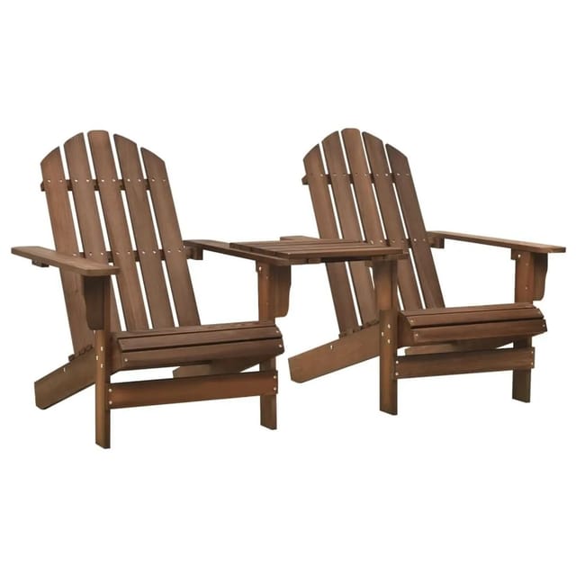 vidaXL Adirondack-Gartenstühle mit Tisch Massivholz Tanne Braun 310069
